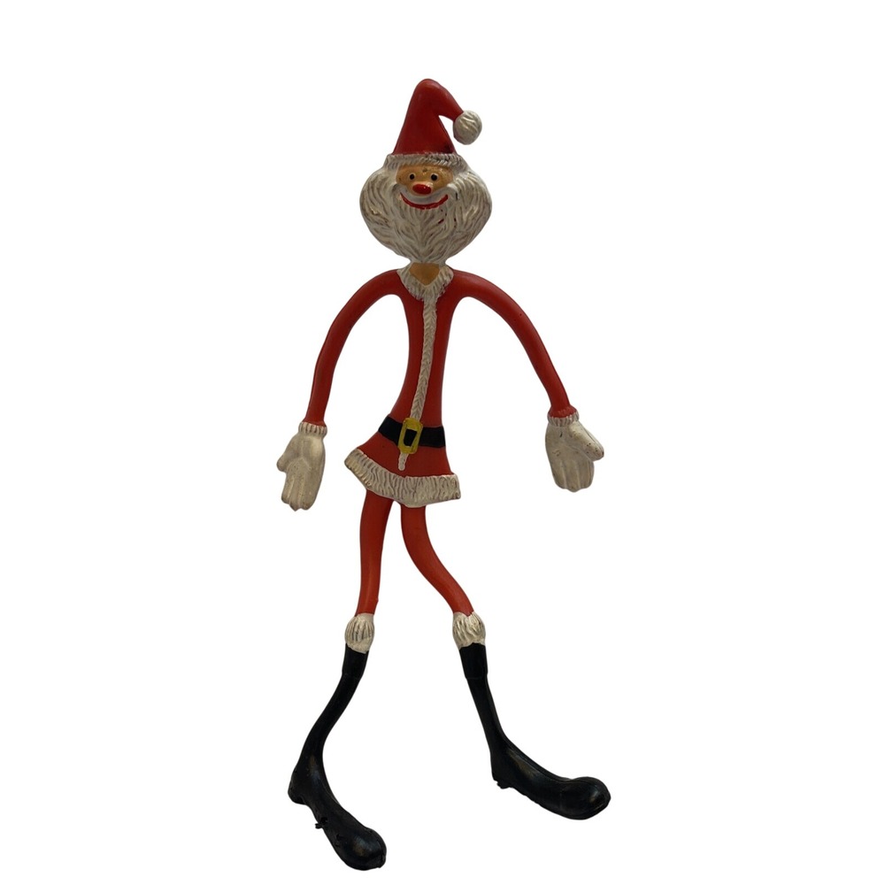 Vtg 10" Rubber Bendy Bendable Santa‎ Claus Figure Fun Christmas